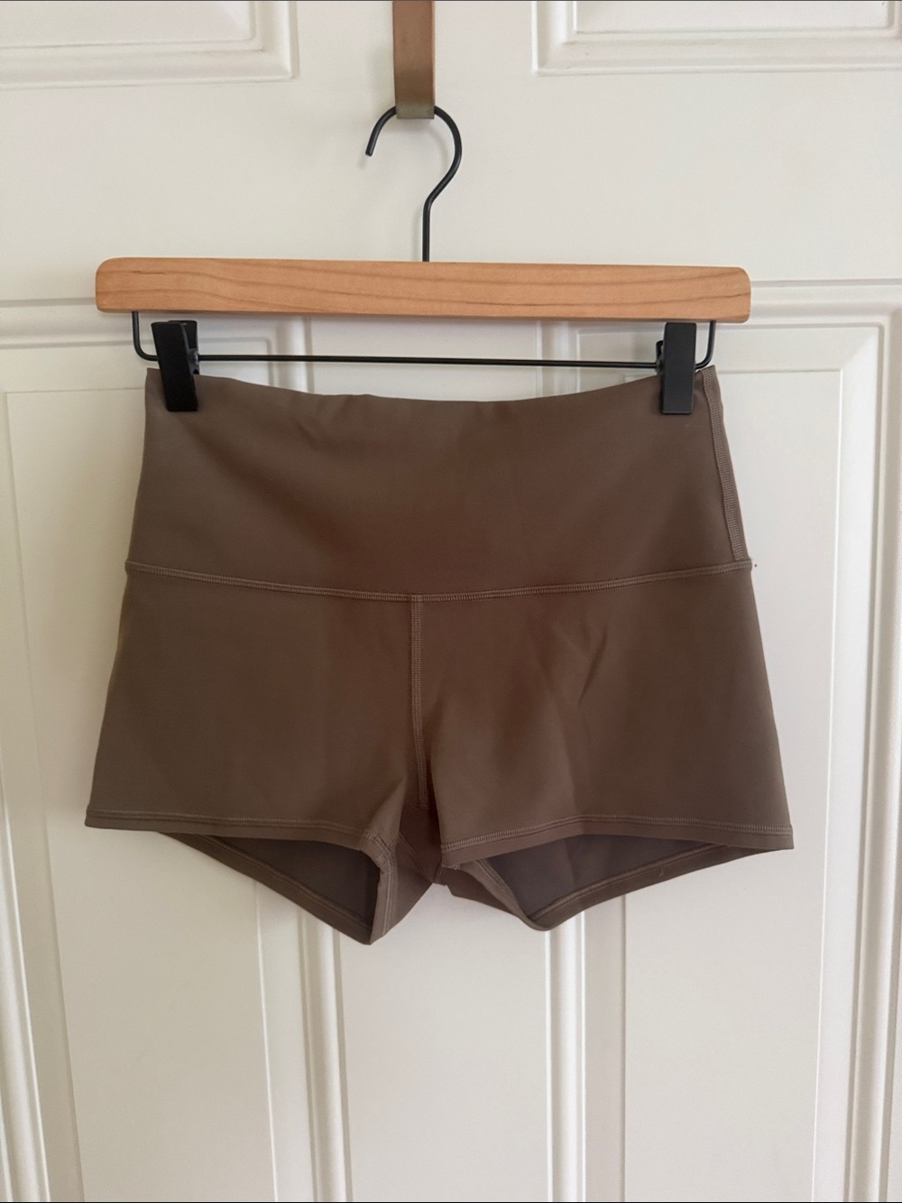 High-Waist Women's Athletic Shorts - Taupe